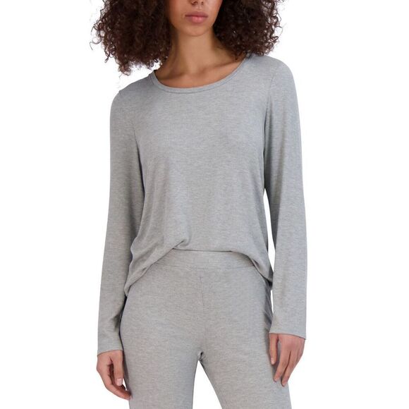 Steve Madden Women's Ribbed Long-Sleeve Sleep Tee - Grey medium - Picture 1 of 3